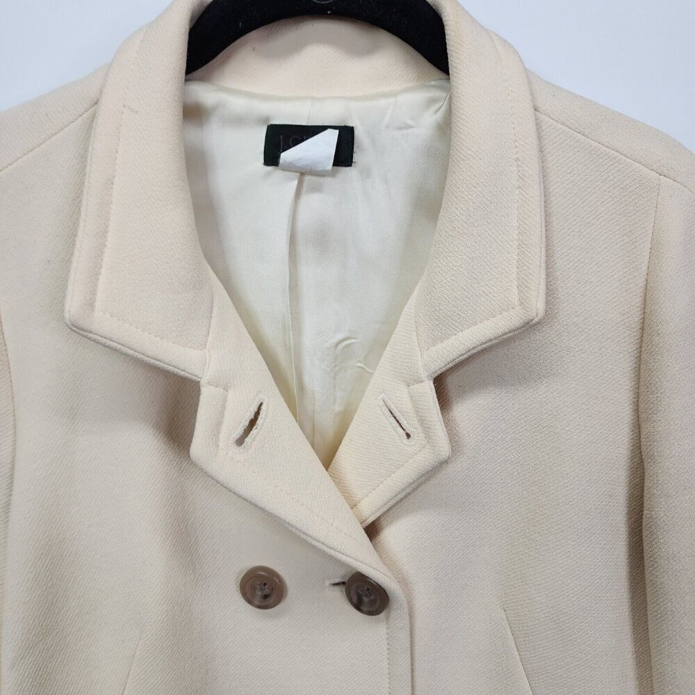 J Crew Women's Ivory Cream Wool Blend Double Breasted Peacoat Long Size 0 - Picture 5 of 14
